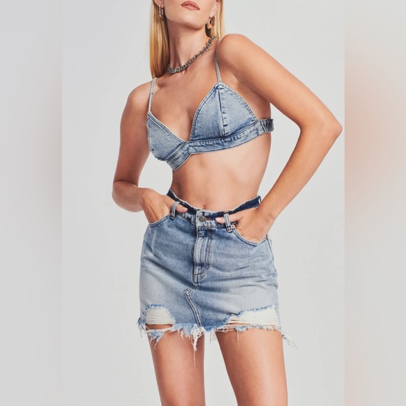 Revolve SER.O.YA Addilyn Bra XS or Medium Denim Jean Bralette y2K Women’s layer - Picture 5 of 12